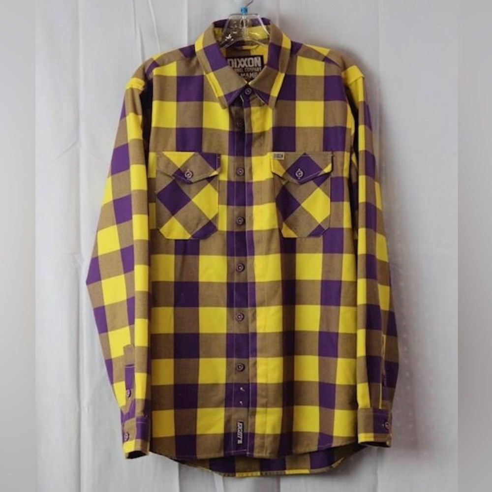 Dixxon Men’s Purple and Yellow Flannel Size:M